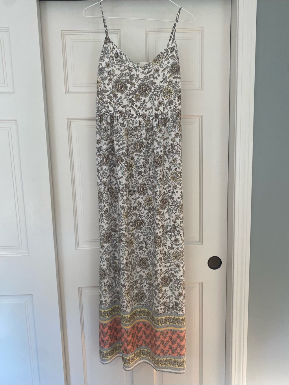 LOFT Floral Spaghetti Strap Maxi Dress in Cream, Olive, Coral